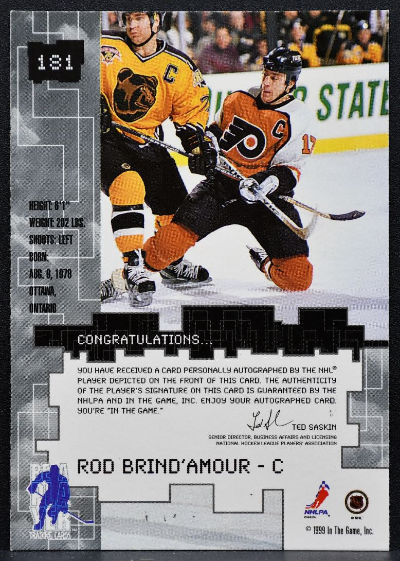 1999-100 In The Game Millennium Signature Series Rod Brind'Amour Auto 7743
