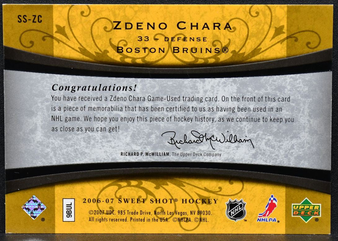 2006-07 Upper Deck Sweet Shot Stitches Zdeno Chara SS-ZC 154/200 Jersey 8524