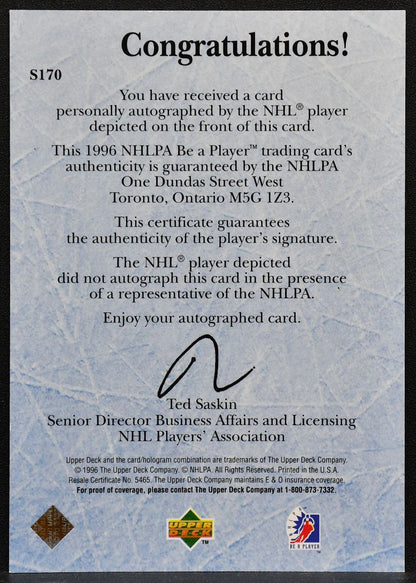 1996-97 Be A Player Rookie Quotebook Eric Daze S170 RC Auto 4754