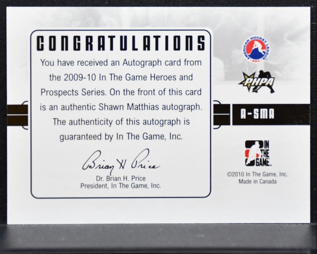 2009-10 In The Game Heroes and Prospects Auto Matthias Auto 2738