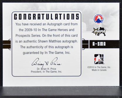 2009-10 In The Game Heroes and Prospects Auto Matthias Auto 2738