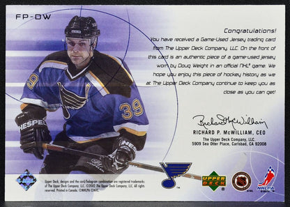 2001-02 UD Challenge for the Cup Jerseys Doug Weight FP-DW Blues Jersey 3237