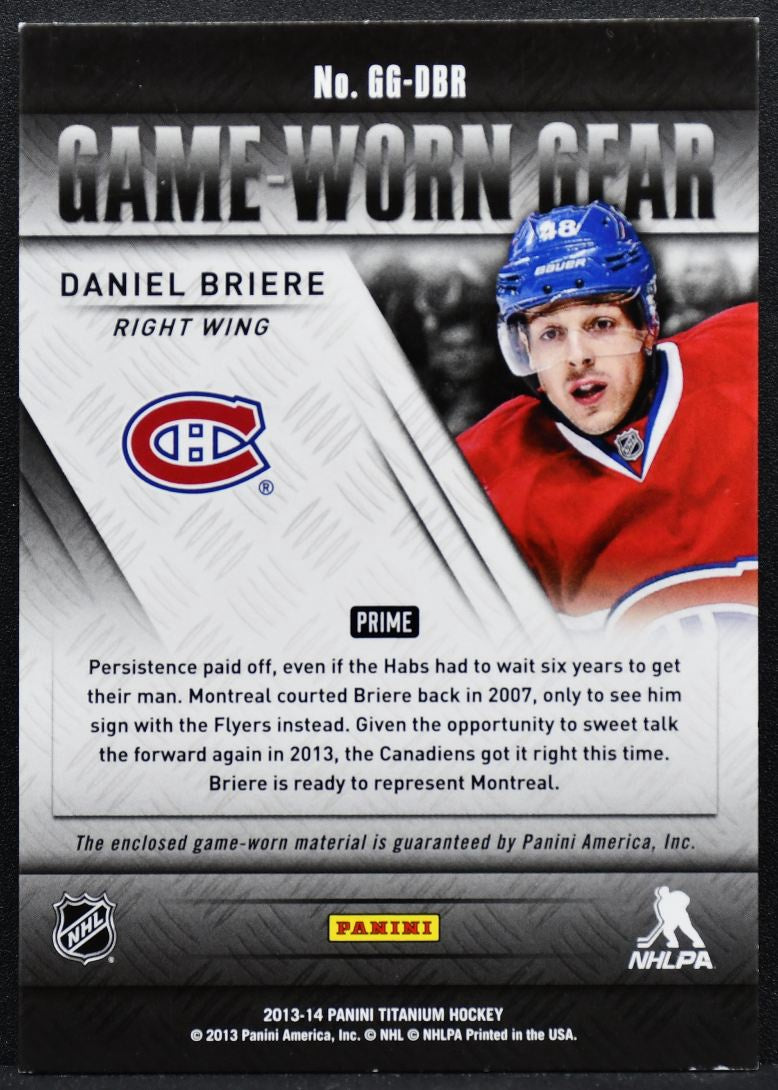 2013-14 Panini Titanium Game Worn Gear Prime Daniel Briere 50/50 Patch 9200