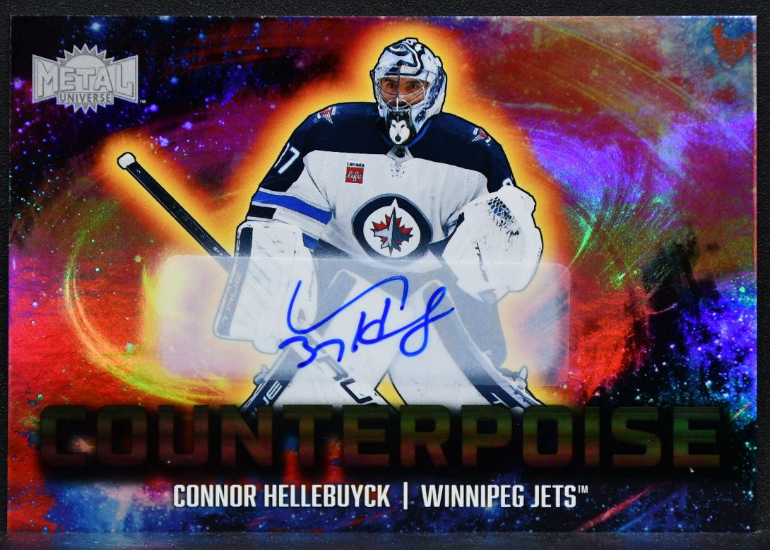 Skybox Metal Universe Counterpoise Autograph Connor Hellebuyck /30 Jets 4122