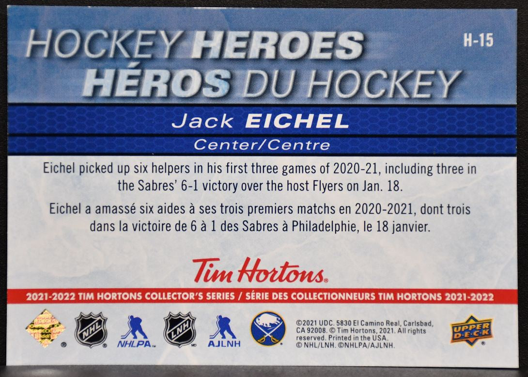 2021-22 Upper Deck Tim Hortons Hockey Heroes Jack Eichel H-15 Buffalo Sabres 7894