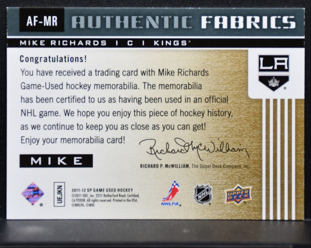 2011-12 SP Game Used Authentic Fabrics Mike Richards AF-MR Kings Jersey 4848