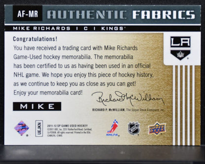 2011-12 SP Game Used Authentic Fabrics Mike Richards AF-MR Kings Jersey 4848
