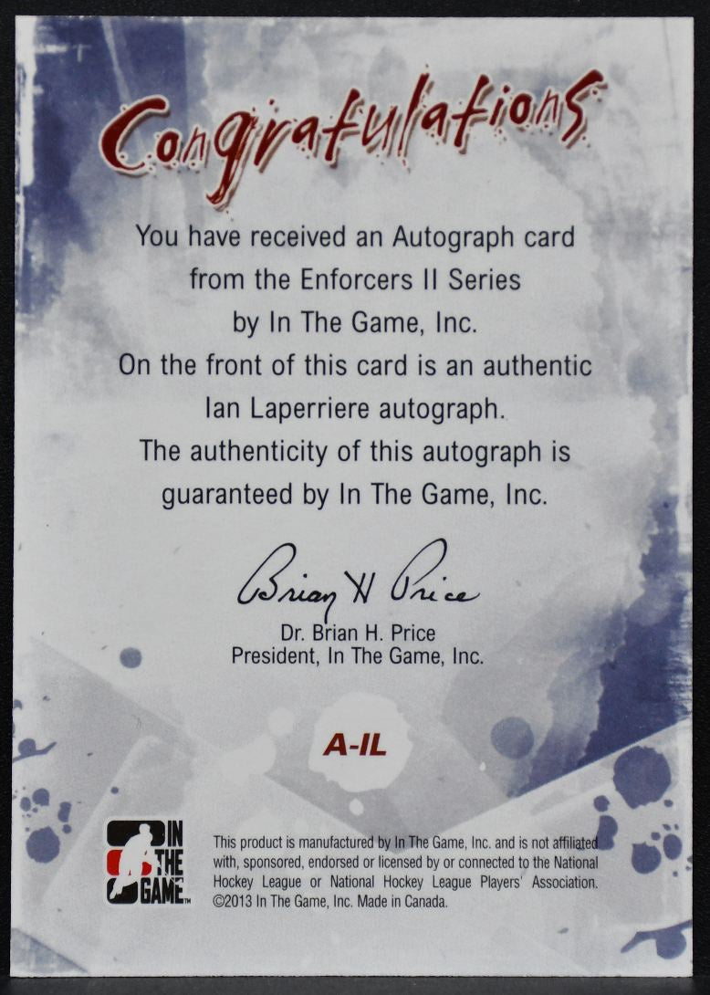 2013-14 In The Game Enforcers II Autograph Ian Laperriere A-IL 2186