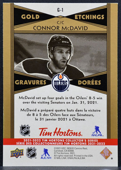 2021-22 Upper Deck Tim Hortons Gold Etchings Connor McDavid Edmonton Oilers 4324