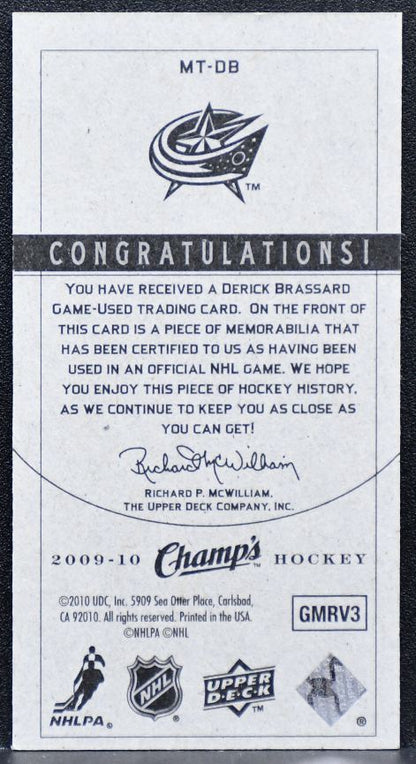 2009-10 Upper Deck Champ's Threads Derick Brassard Blue Jackets Jersey 3257