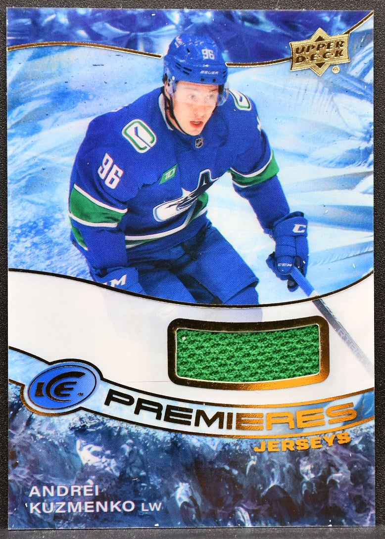 2022-23 Ice Premieres Jerseys Andrei Kuzmenko Vancouver Canucks RC Jersey 4447