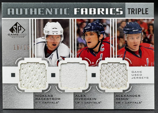 2011-12 SP Game Used Fabrics Triples Backstrom/Ovechkin/Semin /25