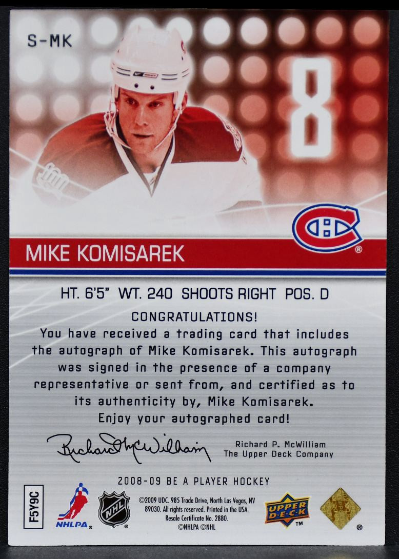 2008-09 Be A Player Signatures Mike Komisarek S-MK Montreal Canadiens Auto 2384