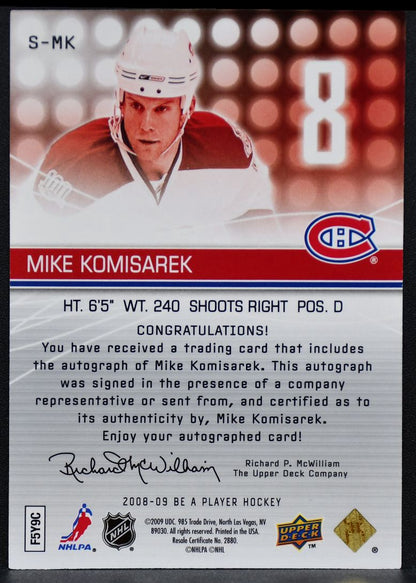 2008-09 Be A Player Signatures Mike Komisarek S-MK Montreal Canadiens Auto 2384