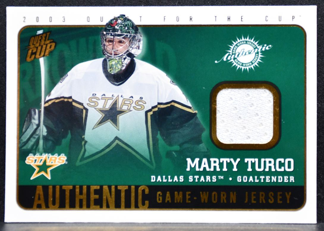 2003-04 Pacific Quest for the Cup Jerseys Marty Turco 8 Dallas Stars Jersey 3487