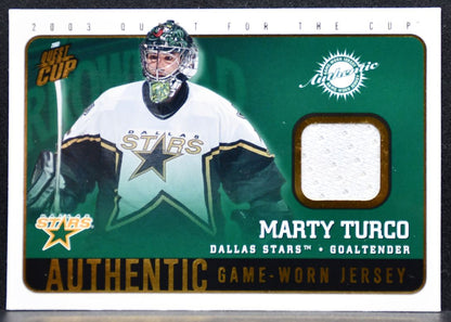 2003-04 Pacific Quest for the Cup Jerseys Marty Turco 8 Dallas Stars Jersey 3487