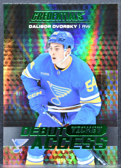 2025-26 UD Credentials Debut Ticket Access Green Dalibor Dvorsky RC 18/25 0276