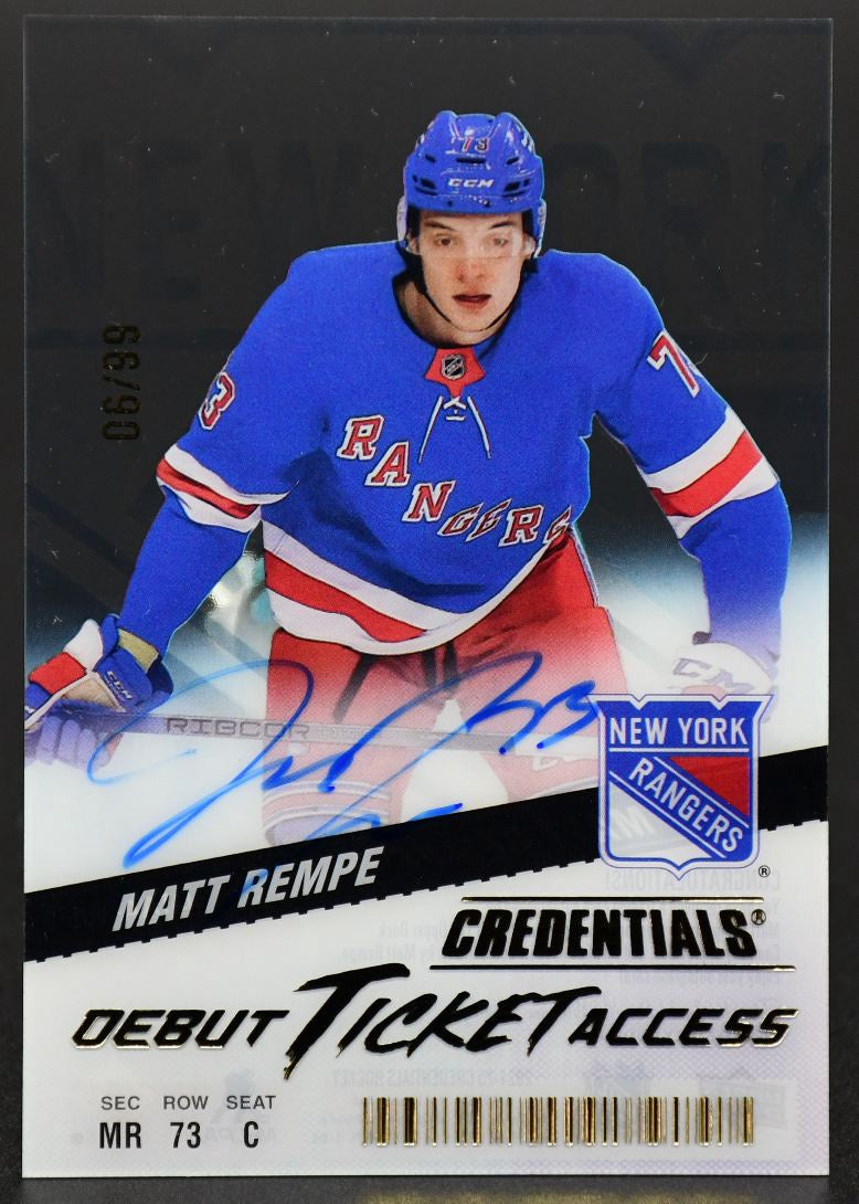 2024-25 UD Credentials Debut Ticket Access Rempe New York Rangers RC Auto 06/99
