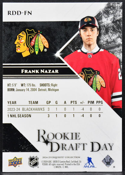 2024-25 UD Black Diamond Exquisite Collection Rookie Draft Day Nazar RC 2170