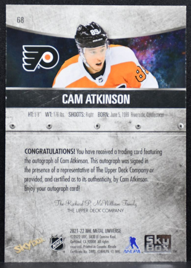 2021-22 SkyBox Metal Universe Autographs Silver Cam Atkinson 68 Flyers Auto 2978