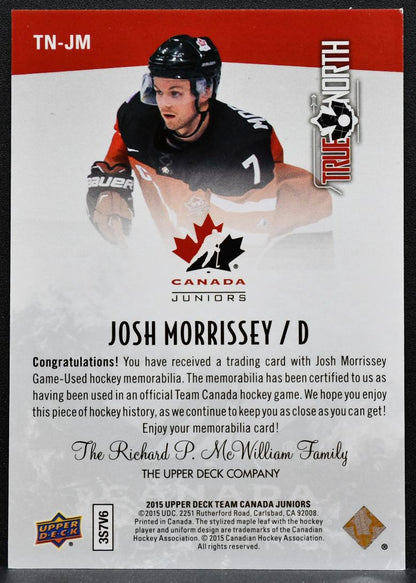 2015-16 UD Team Canada Juniors True North Josh Morrissey Canada Jersey 1106