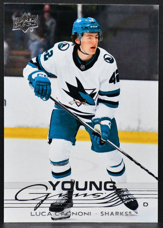 2025-26 Upper Deck Series 1 Young Guns Luca Cagnoni 213 San Jose Sharks RC 1985