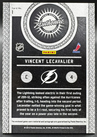 2011-12 Panini Titanium Game Worn Gear Vincent Lecavalier 1 Auto /50