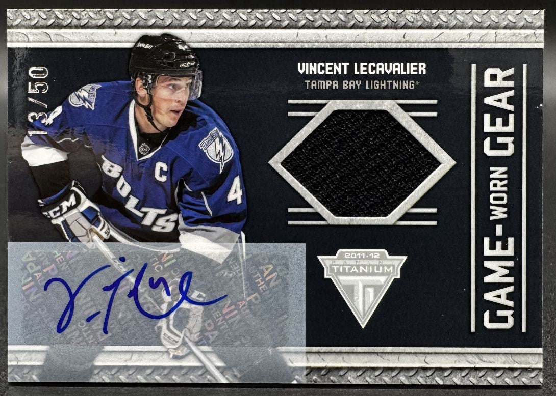Carte autographiée Vincent Lecavalier 1 /50, Panini Titanium Game Worn Gear 2011-12