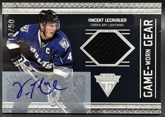 2011-12 Panini Titanium Game Worn Gear Vincent Lecavalier 1 Auto /50