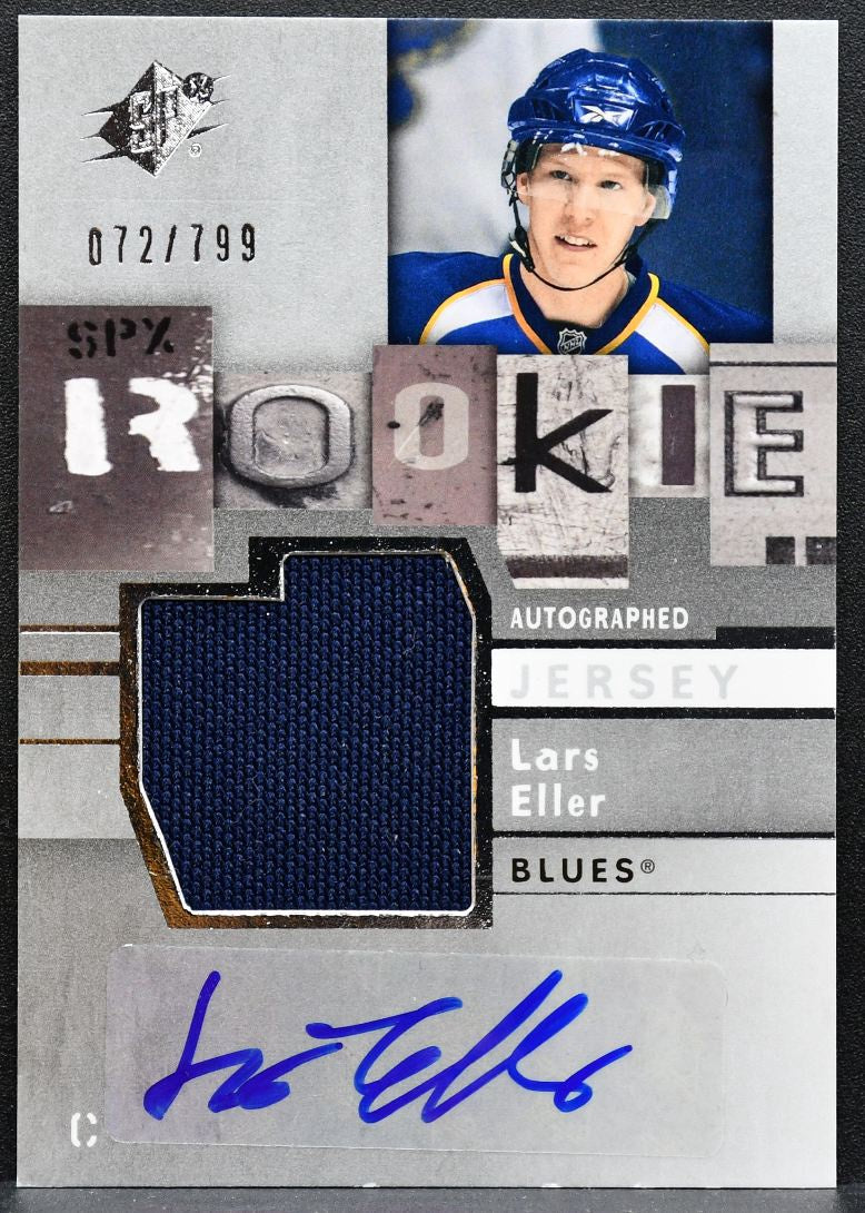2009-10 SPx Rookie Jersey Auto Lars Eller 164 Blues RC Auto 072/799 0635