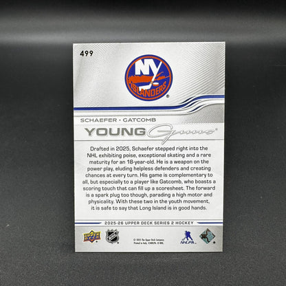 2025-26 UD Young Guns Matthew Schaefer - Gatcomb 499 Teammates RC Good