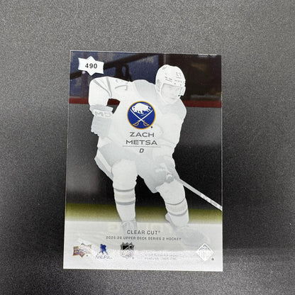 2025-26 UD Series 2 Young Guns Clear Cut Zach Metsa Buffalo Sabres 490 RC
