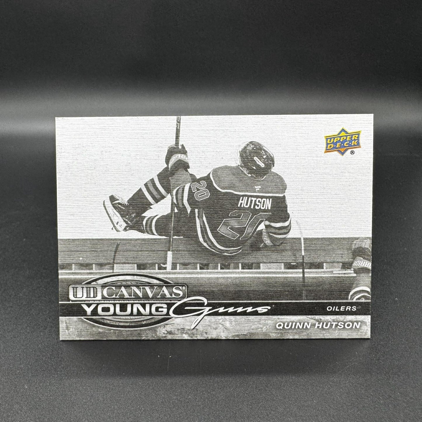 2025-26 UD Canvas Black Young Guns Quinn Hutson Edmonton Oilers RC