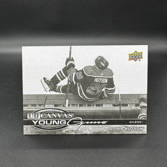 2025-26 UD Canvas Black Young Guns Quinn Hutson Edmonton Oilers RC