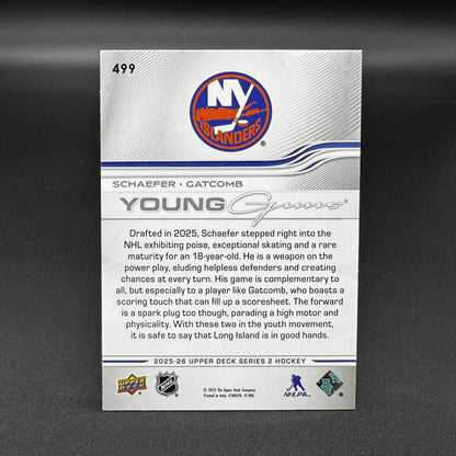 2025-26 UD Young Guns Matthew Schaefer - Gatcomb 499 Teammates RC