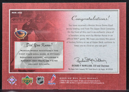 2005-06 Upper Deck Beehive Matted Materials Marian Hossa Thrashers Jersey 0189