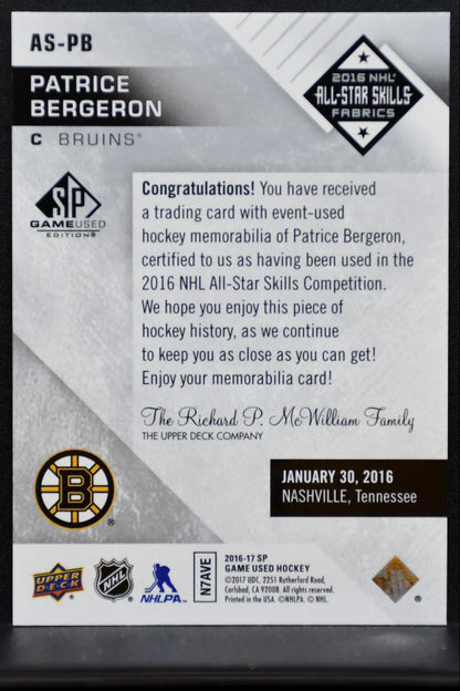 2016-17 SP Game Used 2016 All-Star Skills Fabrics Patrice Bergeron Jersey 6286