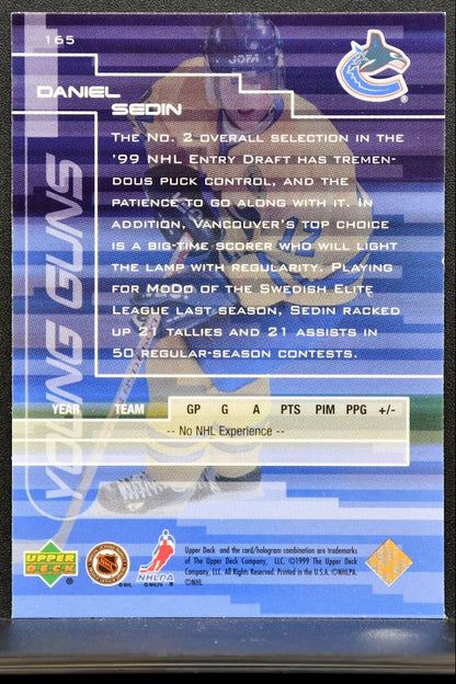 1999-100 Upper Deck Young Guns Daniel Sedin 165 Sweden RC 7351