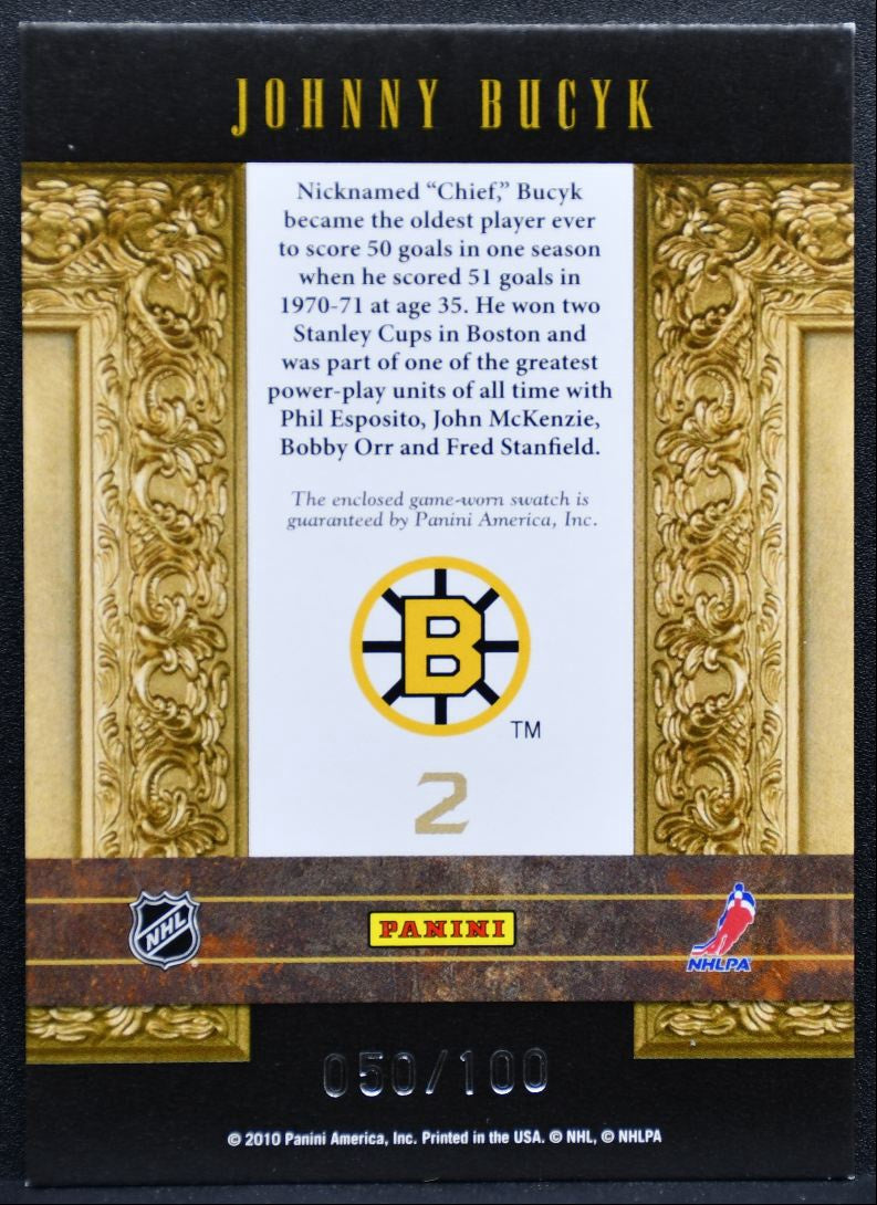 2010-11 Panini Crown Royale Legends Memorabilia Bucyk /100 Jersey 1657