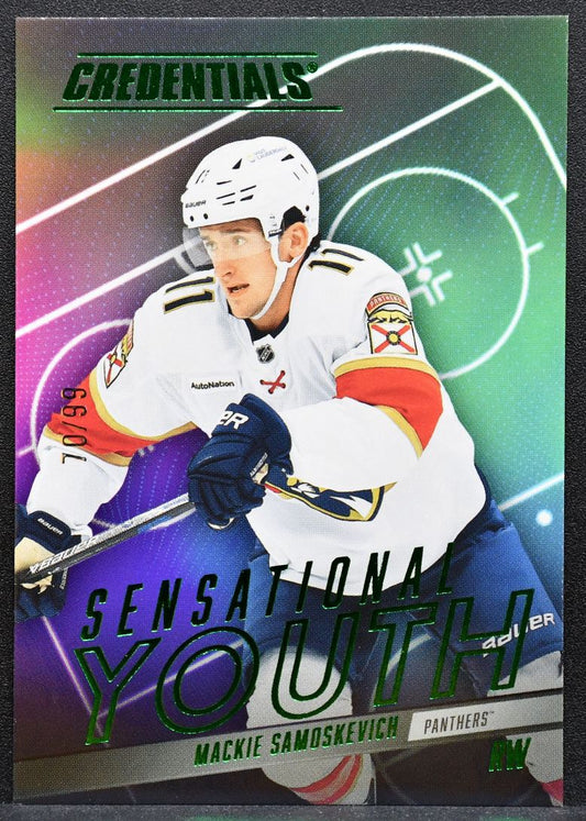2025-26 UD Credentials Sensational Youth Green Mackie Samoskevich Panthers 8082