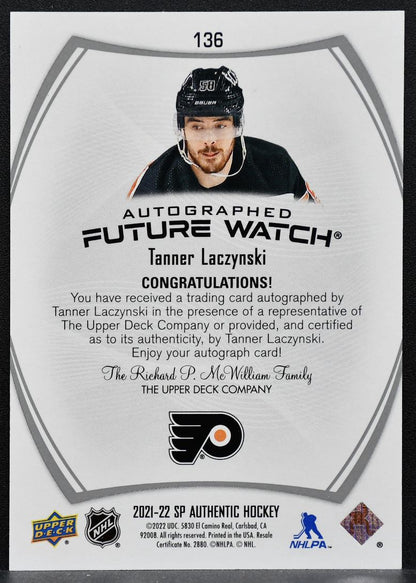 2021-22 SP Authentic Future Watch Auto Tanner Laczynski Flyers RC Auto 9266
