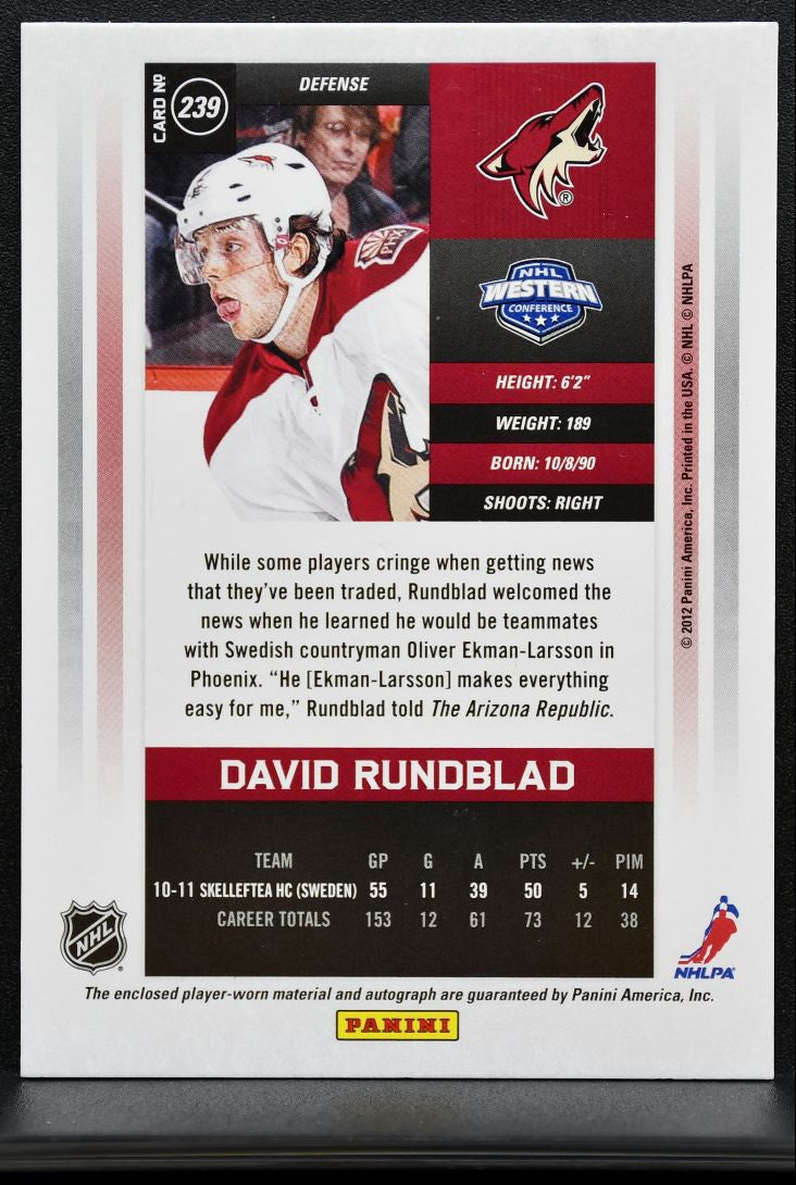 2011-12 Panini Contenders Calder Jersey Auto Rundblad Auto /100 Jersey 0896