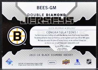 2013-14 UD Black Diamond Double Jerseys Glen Murray BEES-GM Bruins Jersey 4701