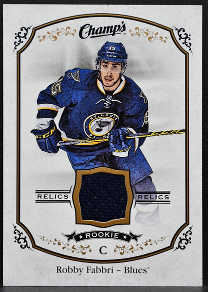 2015-16 Upper Deck Champ's Rookie Jerseys Robby Fabbri J-RF Blues RC Jersey 2950