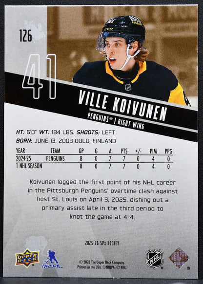 2025-26 SPx Rookies Ville Koivunen 126 Pittsburgh Penguins RC 0047