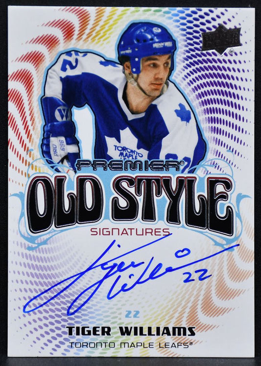24-25 UD Premier Old Style Signatures Tiger Williams OS-TW Maple Leafs Auto 5358