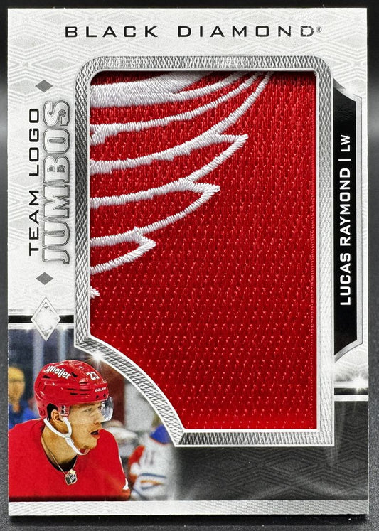 2023-24 UD Black Diamond Team Logo Jumbos Lucas Raymond Detroit Red Wings Patch