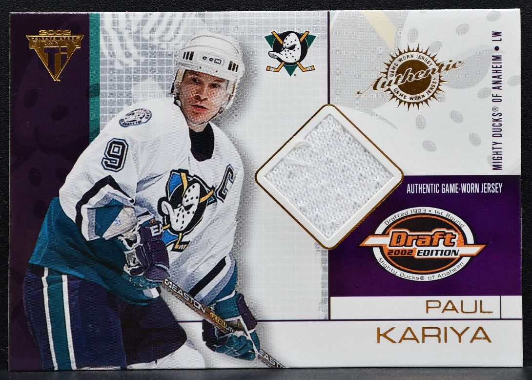 2002-03 Pacific Private Stock Titanium Draft Edition Jersey Kariya Jersey 0233