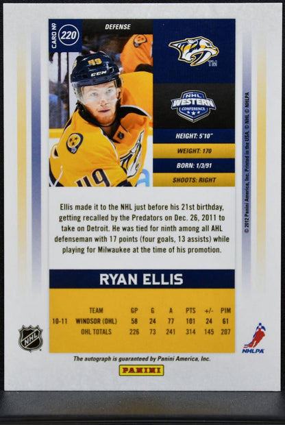 2011-12 Panini Contenders Calder Auto Ryan Ellis 220 Predators RC Auto /800 1479