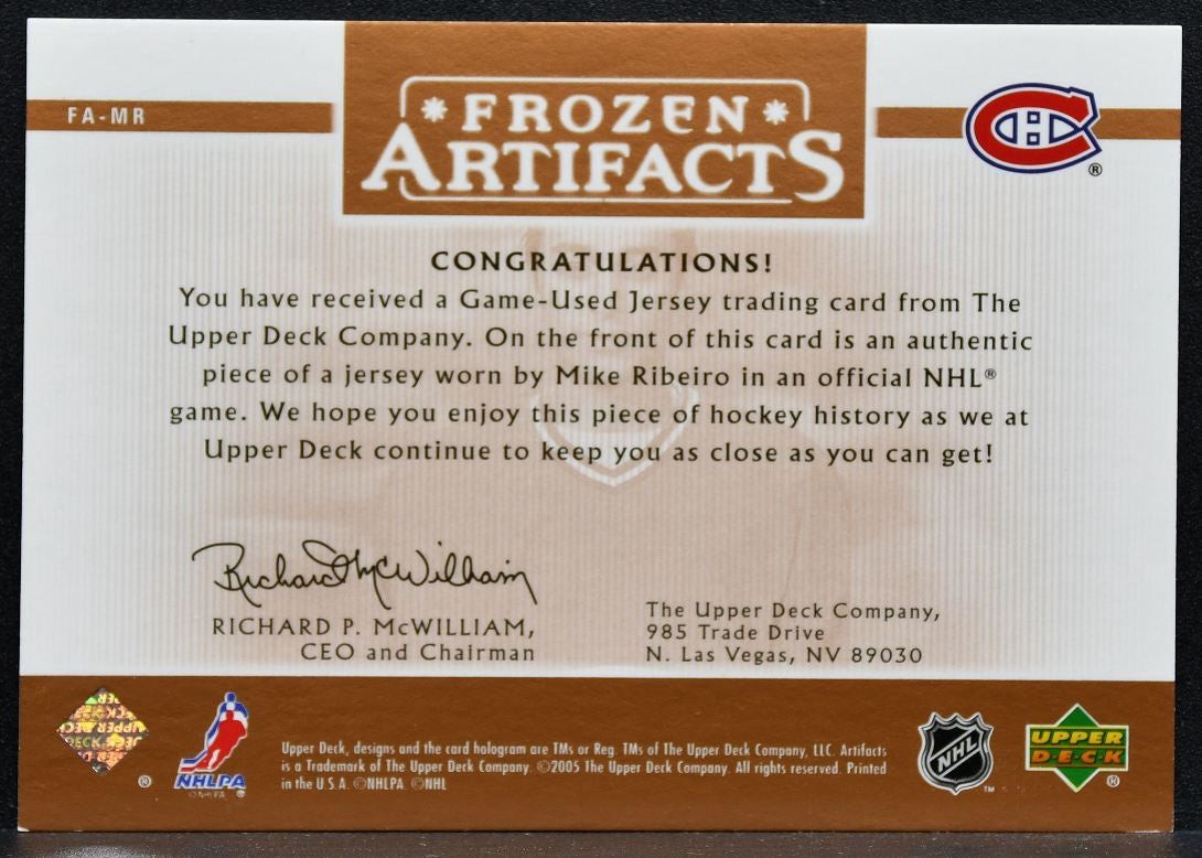 2005-06 UD Artifacts Frozen Copper Mike Ribeiro Canadiens 077/125 Jersey 2167